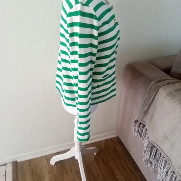 TABLOTS Kelly Green Striped Cotton Cardigan Jacket | XS - Picture 6 of 9